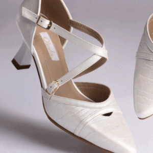 STILETTO CUERO CROCO BLANCO